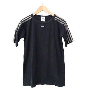 Adidas Black Tshirt with Brown 3 Shoulder Stripes Size XS
